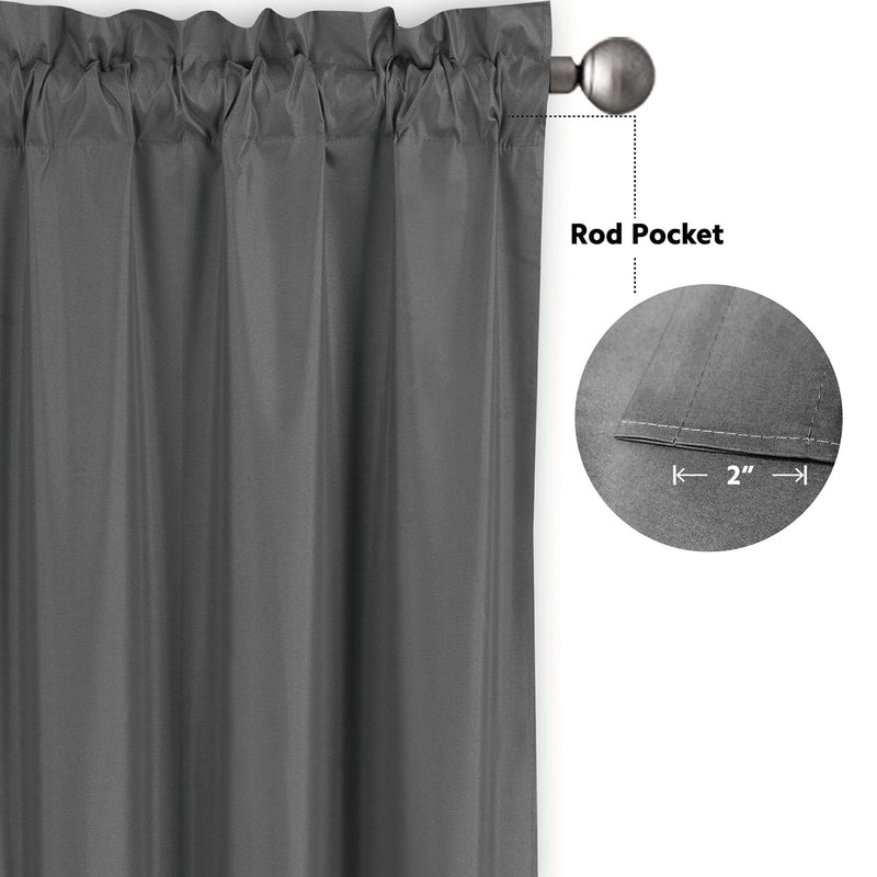 Home Collection 2 Panels 100% Blackout Curtain Set Solid Color with Rod Pocket Short Tier Drapes for Kitchen, Dinning Room, Bathroom, Bedroom,Living Room Window New (58” Wide X 23” Long, Charcoal) - Image 3